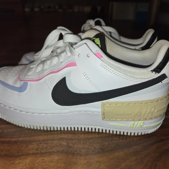 Nike Air Force 1 White Sneakers with Pink and Blue Accents - Picture 12 of 12